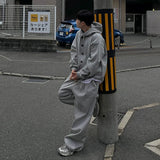 Coverwin 11080 GRAY BUTTON-UP HOODIE & WIDE SWEATPANTS