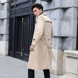 mens winter fashion Men's Youth Long over-the-Knee Trench Coat Autumn New Overcoat Men's Korean-Style Slim Fit British Mid-Length Trench Coat