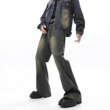 2000s fashion American Hiphop Distressed Washed Jeans Men's Autumn High Street Vibe Casual Straight Long Pants