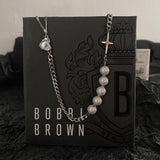 Coverwin CROSS CHAIN PEARL NECKLACE