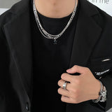 Coverwin BLACK GEM DOUBLE LAYER MULTI-CHAIN NECKLACE