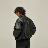 Coverwin Drop Shoulder Leather Jacket