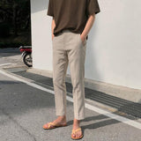 Coverwin  4396 KHAKI LINEN STRAIGHT CASUAL PANTS