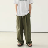 Coverwin  9032 ARMY GREEN FOLDED WIDE STRAIGHT PANTS