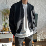 Coverwin 2024 New Fashion Men Spring outfit  No. 6160 DARK GRAY V-NECK CARDIGAN JK