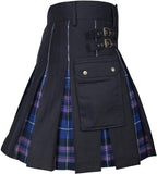 90s fashion Men's Scottish Festival Skirt Men's Plaid Contrast Color Pleated Skirt Bk0140