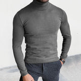 black men fashion urban 2024 Autumn and Winter New Turtleneck Sweater Slim Pullover Bottoming Sweater Muscle Men's Sweater