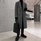 Coverwin 2024 New Fashion Men Spring outfit  No. 6342 GRAY PATTERN WOOLEN TRENCH COAT JK