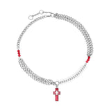 Coverwin RED CROSS CHAIN FISHBONE NECKLACE