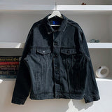 Coverwin 2024 New Fashion Men Spring outfit  No. 4169 WASHED BLACK DENIM JK