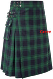 90s fashion Men's Scottish Festival Skirt Men's Plaid Contrast Color Pleated Skirt Bk0140