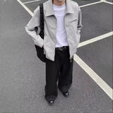 90s streetwear Gray High-Grade Wear Three-Dimensional Cropped Short Coat Cleanfit Simple Style Jacket Niche Casual Top