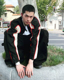 Coverwin 2024 New Fashion Men Spring outfit  No. 8050 BLACK CONTRAST ZIP-UP MOTORCYCLE JK