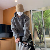 men winter outfits Hooded Sweater Men's Spring and Autumn Trendy Tweed Loose Pullover Long Sleeve Top Trendy