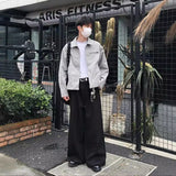 90s streetwear Gray High-Grade Wear Three-Dimensional Cropped Short Coat Cleanfit Simple Style Jacket Niche Casual Top