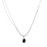 Coverwin BLACK GEM PENDANT CHAIN NECKLACE