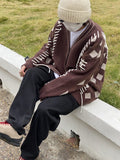 Coverwin 2024 New Fashion Men Spring outfit  No. 3495 OVERSIZE BROWN KNITTED CARDIGAN