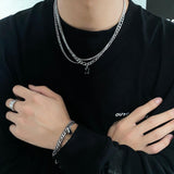 Coverwin BLACK GEM DOUBLE LAYER MULTI-CHAIN NECKLACE