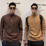 fall mens outfits Half Turtleneck Double-Sided Velvet Bottoming Shirt Trendy Men's Autumn and Winter New Pure Color Fashion Warm Top Inner Long Sleeve T-shirt