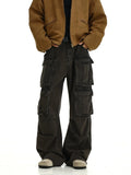 Coverwin  11423 WASHED BROWN MULTI POCKET STRAIGHT PANTS