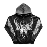 men winter outfits 2024 New Style Dark Street Fashion Cardigan Printed Men's Loose Y2g Hooded Sweater M416