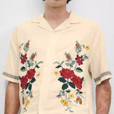 hipster 2024 New Japanese Summer Casual Loose Short-Sleeved Printed Shirt Cuban Retro Lapel Men's Shirt