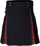 90s fashion Men's Scottish Festival Skirt Men's Plaid Contrast Color Pleated Skirt Bk0140