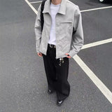 90s streetwear Gray High-Grade Wear Three-Dimensional Cropped Short Coat Cleanfit Simple Style Jacket Niche Casual Top