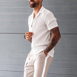 men’s fashion 2024 Thin Summer Cotton and Linen White Loose Casual Youth Solid Color Short Sleeve Shirt Comfortable All-Matching Shirt