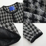 Coverwin 2024 New Fashion Men Spring outfit  No. 5300 KNITTED TWEED PLAID COLLARLESS BUTTON-UP JK