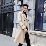 Coverwin mens winter fashion Men's Youth Long over-the-Knee Trench Coat Autumn New Overcoat Men's Korean-Style Slim Fit British Mid-Length Trench Coat