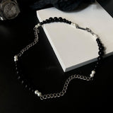 Coverwin BLACK PEARL CHAIN NECKLACE