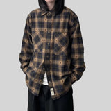 grunge outfits 2024 New Spring Plaid Long-Sleeved Shirt Women's Japanese Casual Loose Fashionable Retro Couple All-Match Men's and Women's Shirt