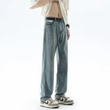 Coverwin  Vintage Summer Jeans Man Pants American Cat Whiskers Baggy Straight Leg Jeans Mens Classics Minimalist Clothes