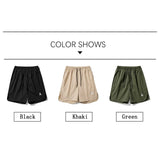 Coverwin Curved Hem Casual Shorts for Male Forking Triangle Embroidery Cargo Quarter Pants Men Outdoors Tourism Streetwear