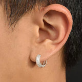 Coverwin Stainless Steel Hoop Earrings For Men Cool Shiny Zirconia Small Huggie Cartilage Earring Punk Helix Tragus Piercing Jewelry