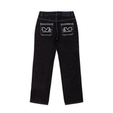 Coverwin Streetwear Mens Womens Jeans Gothic Hip Hop Demon Skull Embroidered Trousers Harajuku Casual Fashion Straight Baggy Jeans Shorts