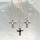 Coverwin New Gothic Heart Zircon Cross Necklace Black Crystal Punk Y2K Heart Cross Chain Pendant Necklace for Woman Daily Wear