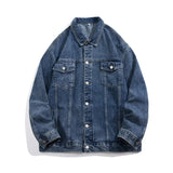 Coverwin Autumn New Men Denim Jacket 2024 Baggy Turn Down Collar Casual Blue Denim Coats Men Streetwear Skateboard Men Clothes