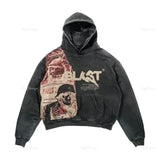 Coverwin Harajuku Oversized Letter Print Streetwear Hoodie Vintage Streetwear Sweatshirt Goth Jacket Y2k tops Hoodies men clothing