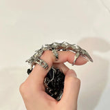 Coverwin Cyberpunk Gothic Dragons Bone Knuckle Ring Cosplay Rings Unisex Alloy Silvery Adjustable Opening Jewelry Accessory Props Gifts