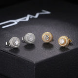 Coverwin Luxury Shiny Hip Hop Rock  Iced Out Stud Earrings for Men Male Zircon Gold Color Piercing Ear Accessories New Trend Jewelry