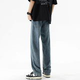 Coverwin Soft Jeans Men Mid Rise Baggy Fashion 2024 Summer New Wide Leg Jeans Male Washed American Vintage Clothes Man