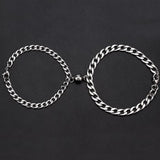 Coverwin 2Pcs Punk Magnet Couple Bracelet for Women Alloy Romantic Magnet Men Paired Jewelry Valentine's Day gift Silver Color