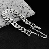 Coverwin Kpop Stainless Steel Metal Chains Bracelets For Women Men Punk Sliver Cuban Link Chain Wristband Bracelet Classic Charms Jewelry