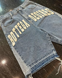 Coverwin European and American Trendy Brand Classic Letter Embroidered Washed Denim Shorts Y2K Harajuku Retro Casual Straight Shorts Men