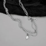 Coverwin Square Cross Necklace For Men Women Double Layered Titanium Steel Simple Collar Chain Luxury Design Jewelry Unisex Accessories