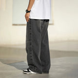 Coverwin  Retro Washed Jeans Mans Spring New Baggy Mid Rise Straight Leg Jeans Male American Casual Cargo Mens Trousers