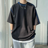 Coverwin Men Summer Quality T Shirts Manual Suture Harajuku Casual Tshirt For Male 2024 New Neutral Oversize Tees Short Sleeve Tops