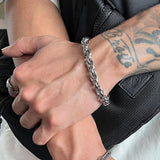 Coverwin Men Twisted Chain Bracelet,6MM Stainless Steel Cage Link Brazalets,Rock Punk Cool Rap Jewelry Gifts